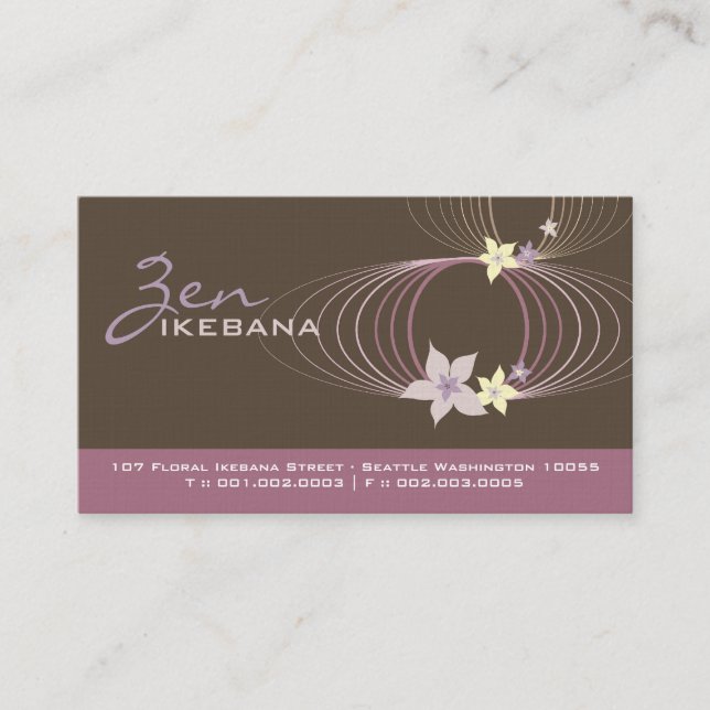 Carte De Visite Frangipani pourpre Ikebana Businesscards de (Devant)