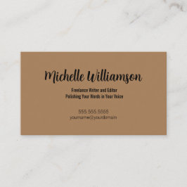 Carte De Visite Freelance Writer Minimal Warm Brown