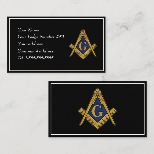 Carte De Visite Freemason Masonic Square Compass Symbol (Devant / Derrière)