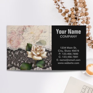 Carte De Visite french scripts vintage lace victorirose blanche