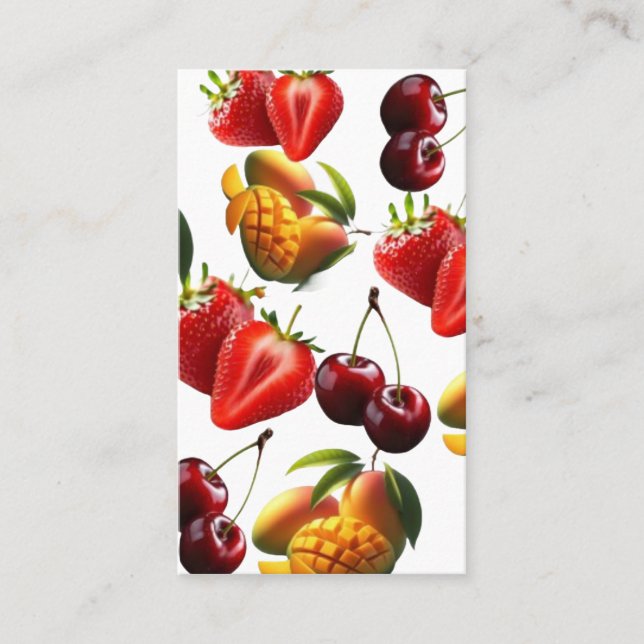 Carte De Visite Fresh Fruit Pattern – Strawberry, Cherry & Mango A (Devant)