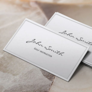 Carte De Visite Frontière blanche chique minimale d'instructeur d