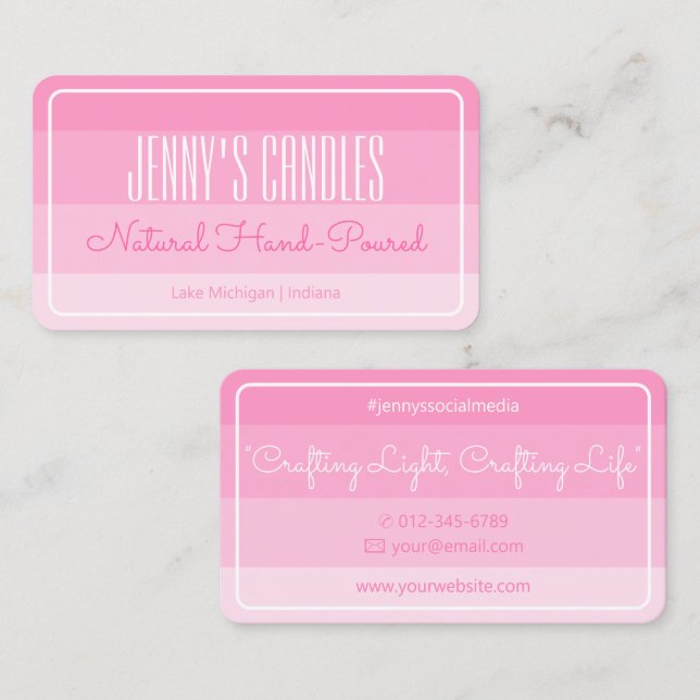 Carte De Visite Frontière Carré moderne Pastel Rainbow Ombre rose (Devant / Derrière)