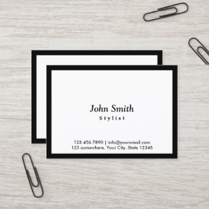 Carte De Visite Frontière noire minimaliste de coiffeur