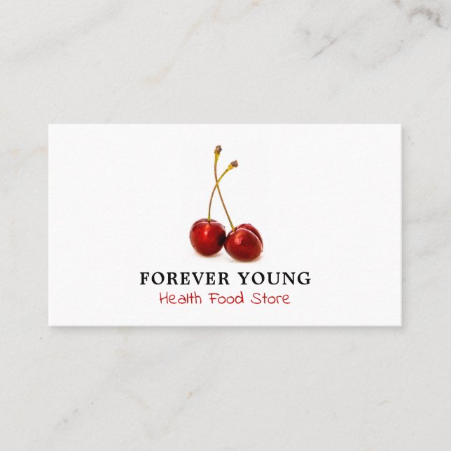 Carte De Visite Fruit cerise, magasin alimentaire santé (Devant)