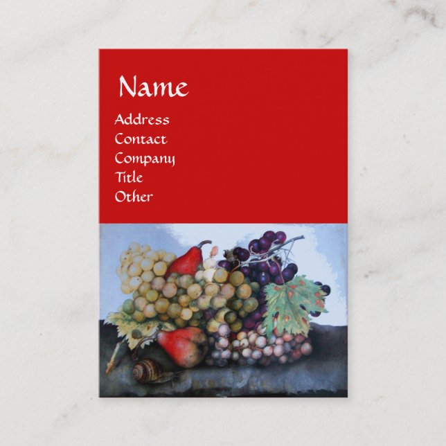 CARTE DE VISITE FRUITS DE SAISON 1 - RAISONS ET PEARS (Devant)