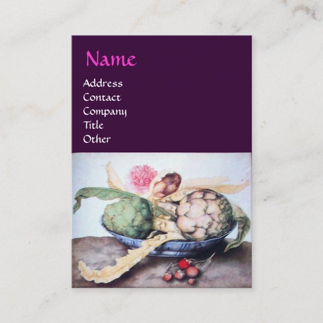 CARTE DE VISITE FRUITS DE SAISON 4- ARTICHOKES, ROSE & FRAISES (Devant)