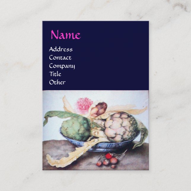 CARTE DE VISITE FRUITS DE SAISON 4- ARTICHOKES, ROSE & FRAISES (Devant)