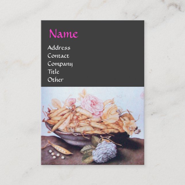 CARTE DE VISITE FRUITS DE SAISON 6 - HARICOTS ET ROSE (Devant)