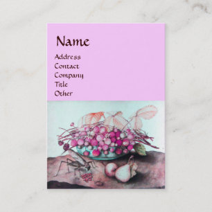 Carte De Visite FRUITS DE SAISON /FRAISES, PEARS Pink Lilac