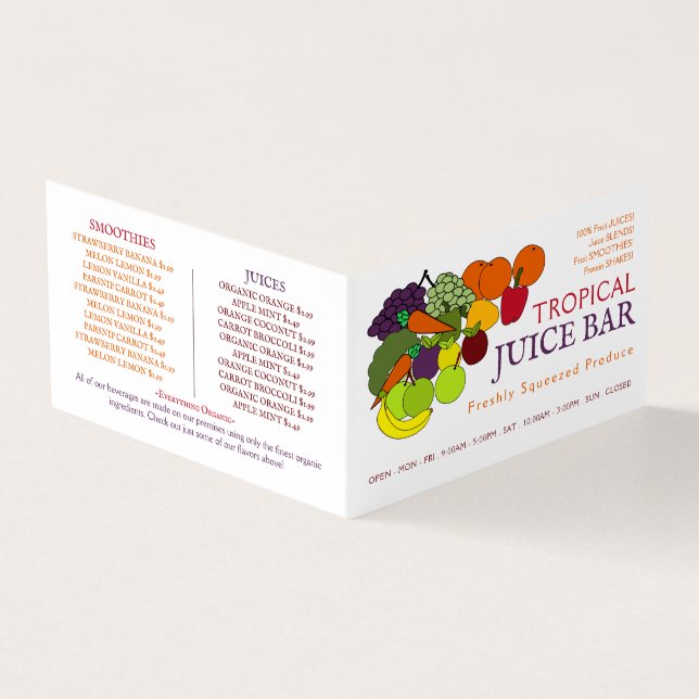 Carte De Visite Fruits et légumes, Bar à jus, détails (Extérieur)