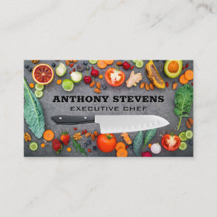 Carte De Visite Fruits et légumes sur la table Chef Knife