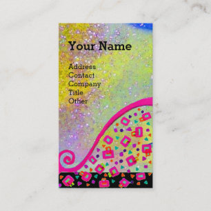 CARTE DE VISITE FUCHSIE ROSE JAUNE POURPLE MONOGRAMME DÉCO ABSTRAI