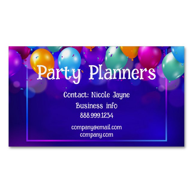 Carte de visite Fun Balloon Party ou Event Planner (devant)