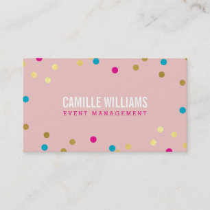 Carte De Visite FUN BOLD COLORÉ confetti cool or rose bleu