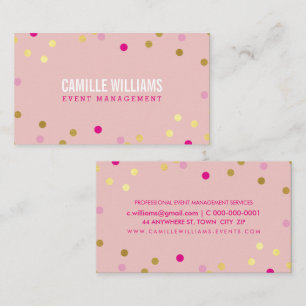 Carte De Visite FUN BOLD COLORÉ confetti cool or rose bleu