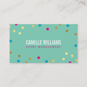 Carte De Visite FUN BOLD COLORÉ confetti or rose bleu menthe