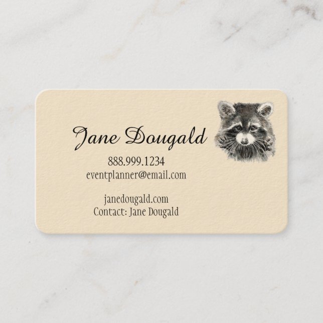 Carte De Visite Fun Cute Aquarelle Raccoon Animal (Devant)