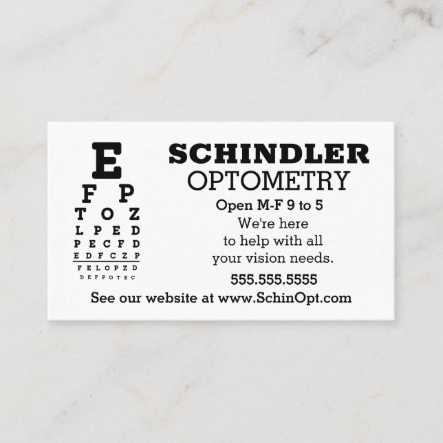 Carte De Visite Fun Eyechart Opticien  (Devant)