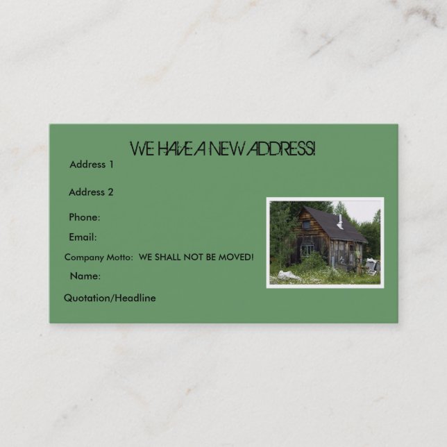 Carte De Visite Fun Farm Shack "Changement d'adresse" (Devant)