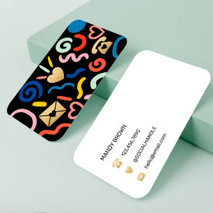 Carte De Visite Fun & Funky Abstract Pattern Icon Black