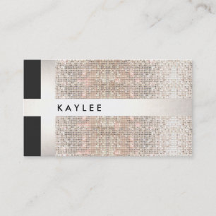 Carte De Visite Fun Modern Faux Silver Stripes sur Sequins
