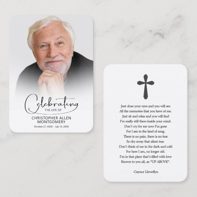 Carte De Visite Funeral Celebration of Life Photo Prayer Card (Devant / Derrière)