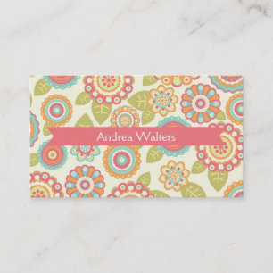 Carte De Visite Funky Boho Retro Flowers Mariage