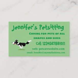 Carte De Visite Funny Border Collie chien en course dessin animé