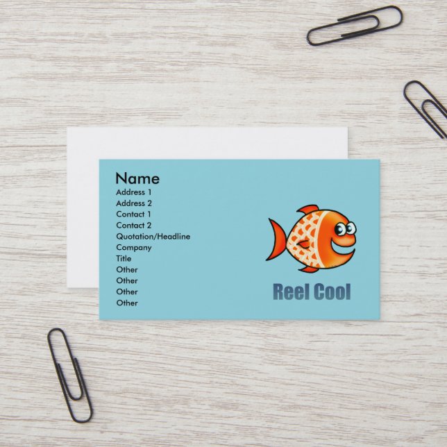 Carte De Visite Funny Cartoon Fish Ocean Pun (Devant/Arrière en situation)