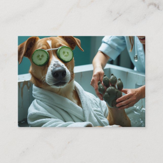 Carte De Visite Funny Dog Grooming Design Spa Style (Devant)