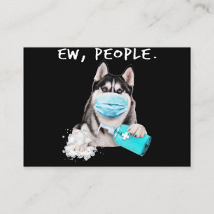 Carte De Visite Funny husky chev dog wearing a face mask