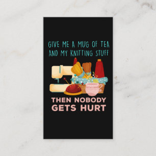 Carte De Visite Funny Knitter Drinker Tea Drinker Membre de la fam