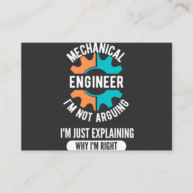 Carte De Visite Funny Mechanical Engineer, Mechanical Engineering (Devant)