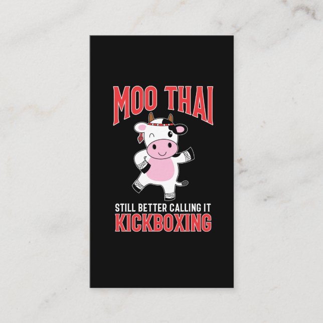 Carte De Visite Funny Muay Thai Martial Arts Cow Kickboxing (Devant)