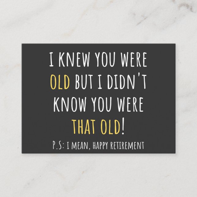 Carte De Visite funny retirement, retired, retired teacher, retire (Devant)