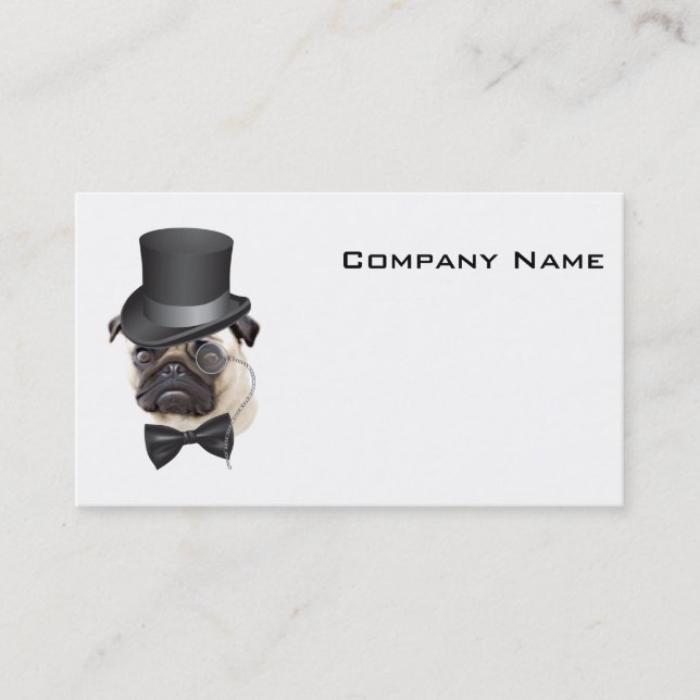 Carte De Visite Funny Top Hat Monocle Sir Carlin Chien (Devant)