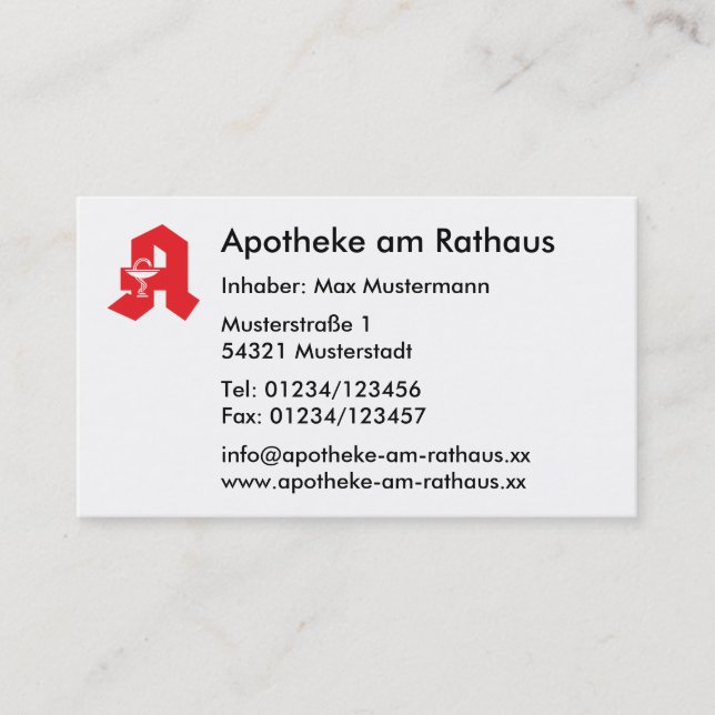 Carte De Visite Für Apotheken de Visitenkarte (Devant)