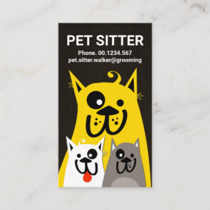 Carte De Visite Furry Chien Mère Enfants Animaux domestiques assis