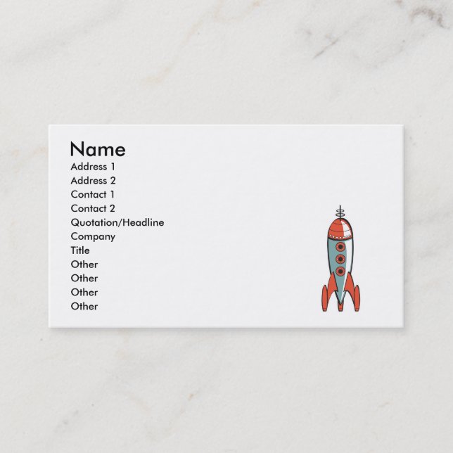 Carte De Visite fusée spatiale rétro (Devant)