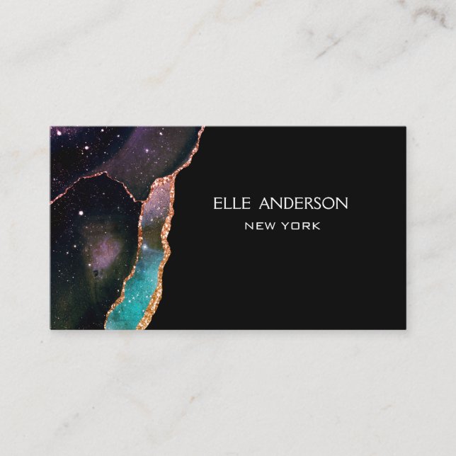Carte De Visite Galaxy Agate Moderne Elégant maquillage Ruby Turqu (Devant)