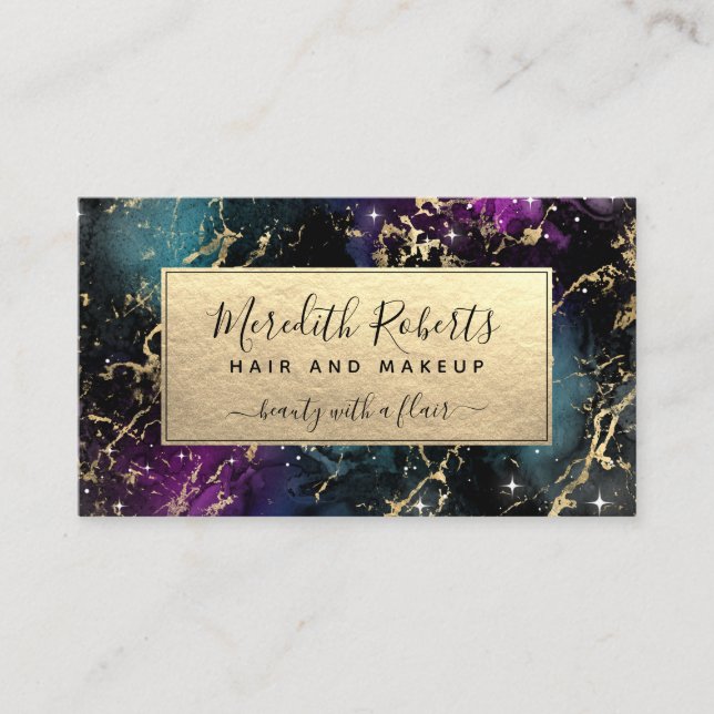 Carte De Visite Galaxy Gold Elegant Cheveux et maquillage (Devant)
