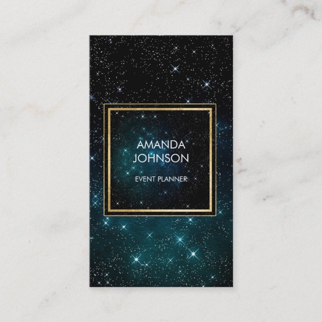 Carte De Visite Galaxy Stars Golden Blu Space Vip cosmique (Devant)