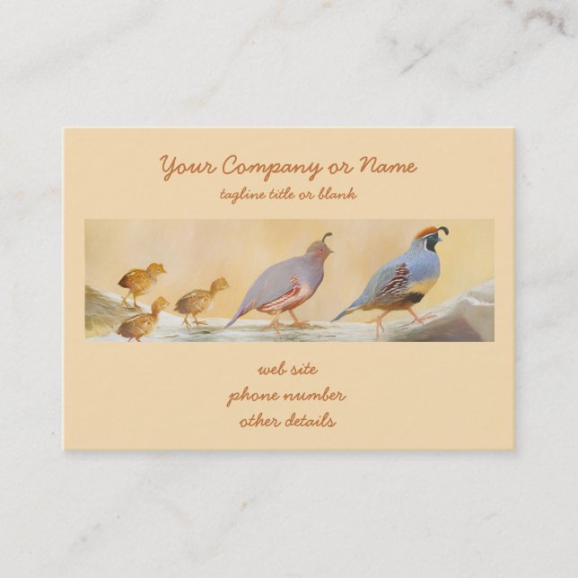 Carte De Visite Gambrel's Quail Painting Original Bird Art (Devant)
