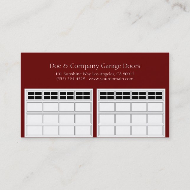 Carte De Visite Garage Door Company/cerise foncée (Devant)