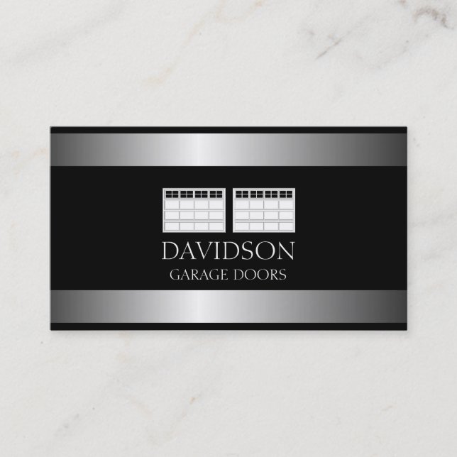 Carte De Visite Garage Door Company Metallic Metal (Devant)