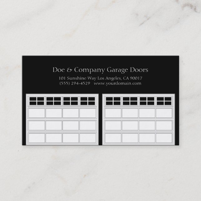 Carte De Visite Garage Door Company/noir classique (Devant)