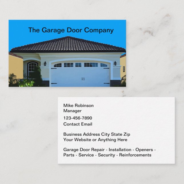 Carte De Visite Garage Door Services And Repair Business Cards (Devant / Derrière)
