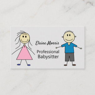 Carte De Visite Garçon de bâton et babysitter mignons d'enfants 