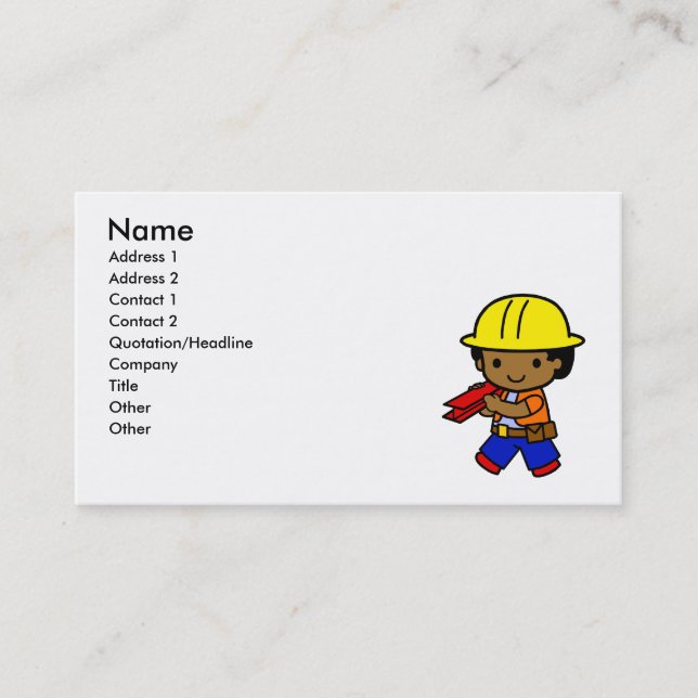 Carte De Visite Garçon de construction (Devant)